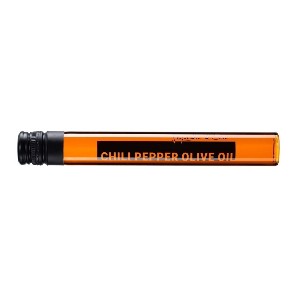 Losse glazen tube chilipeper olijfolie