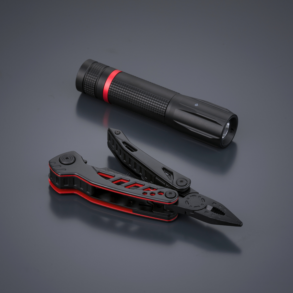 Optima Color set II: multitool en kleine zaklamp - Rood