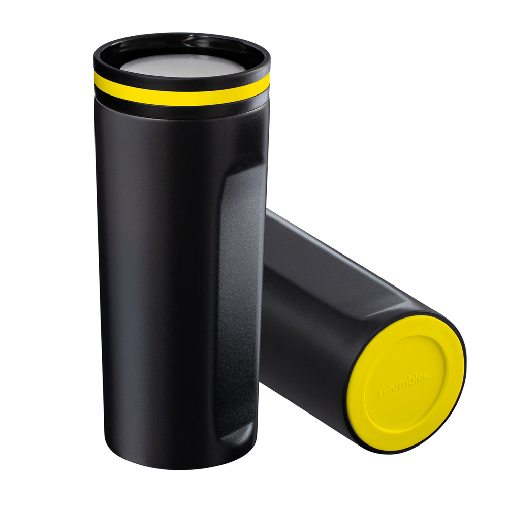 Thermobeker RETUMBLER-mySTEELONE - geel, zwart, zilver, wit