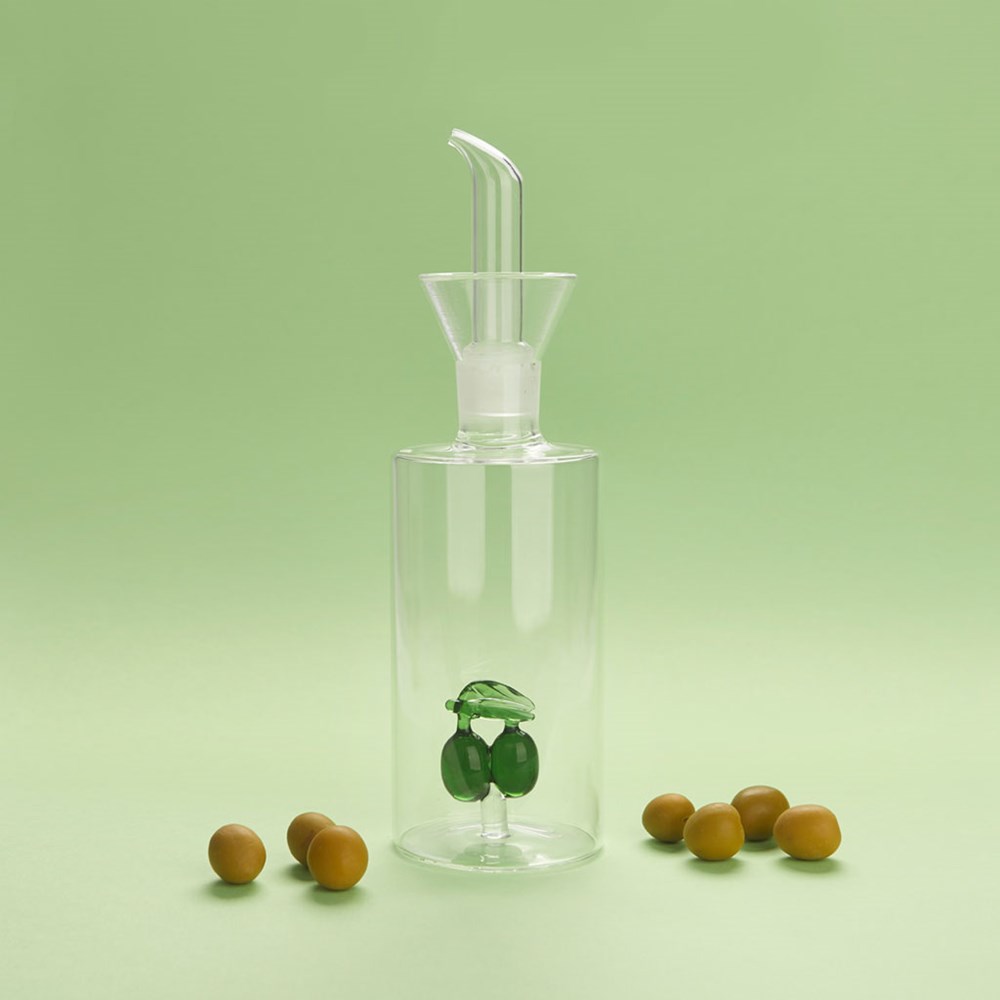 Olie/Azijn flesje,Olives,350 ml,geen druppels,glas