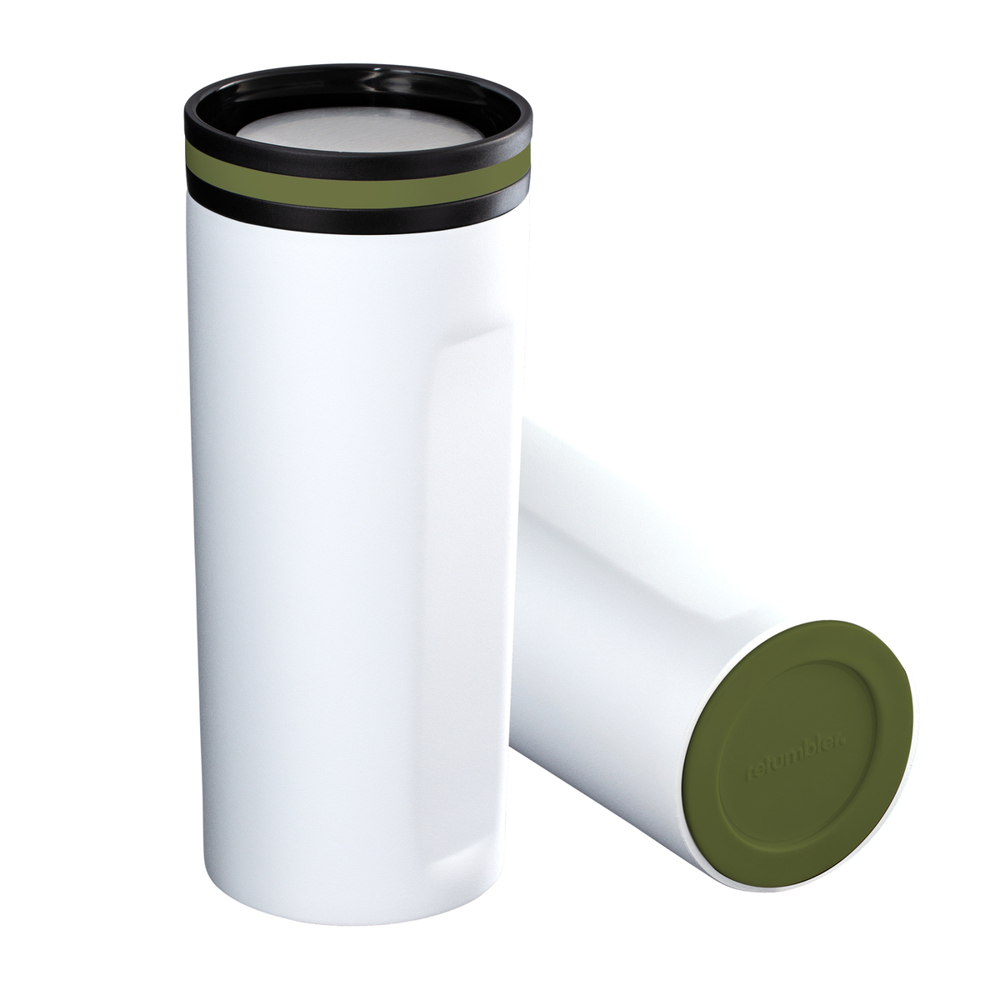 Thermobeker RETUMBLER-mySTEELONE - donkergroen, oijfgroen, zilver, wit