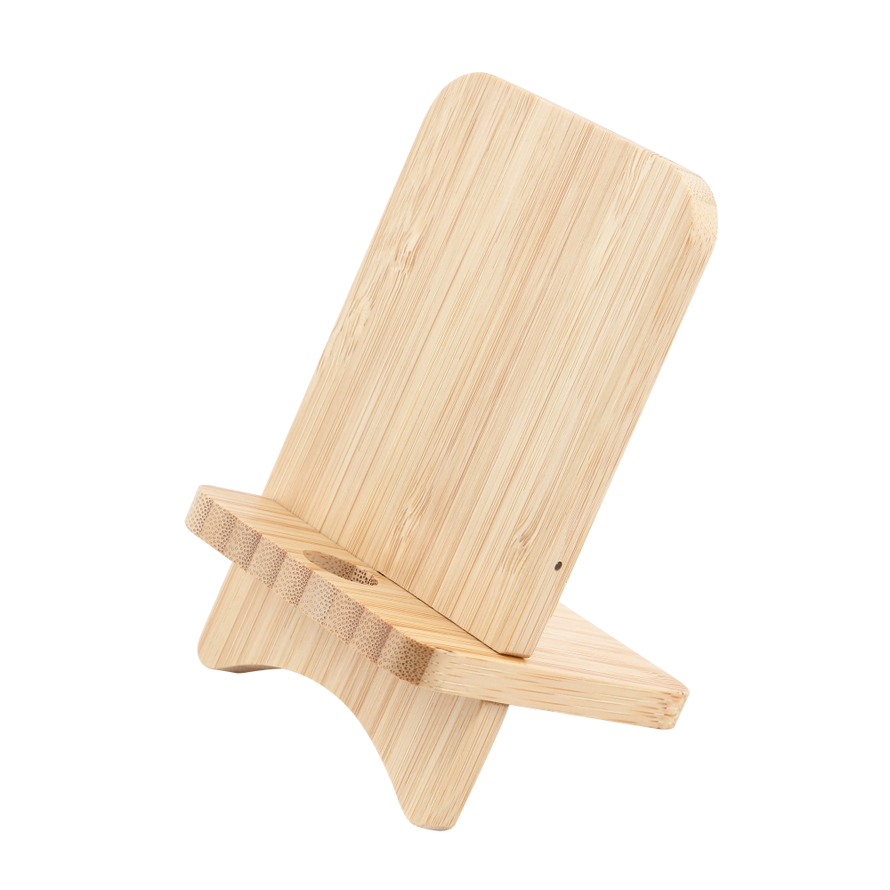 Wireless Charger + Phone stand  10W output Licht bamboo