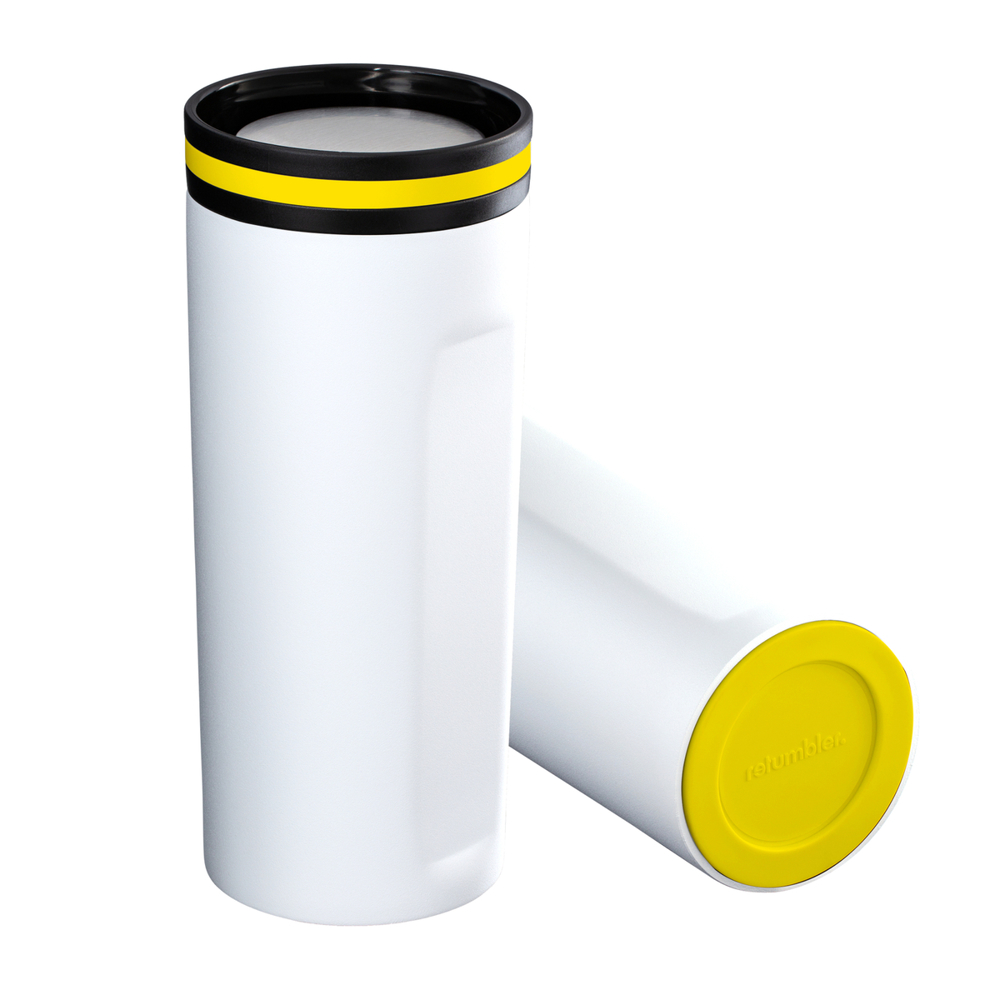 Thermobeker RETUMBLER-mySTEELONE - geel, zilver, wit