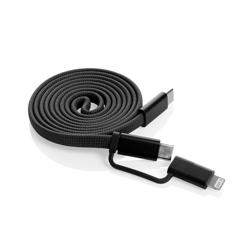 Arc Ultra-thin RCS recycled 60W 2 in 1 magnetische kabel - zwart (± PMS Black)