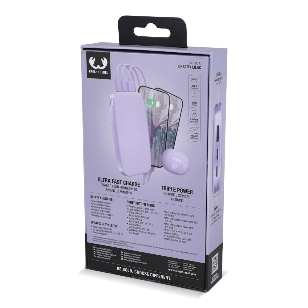 2PB18100 | Fresh 'n Rebel Powerbank 18000mAh USB-C Fast Charging 20W