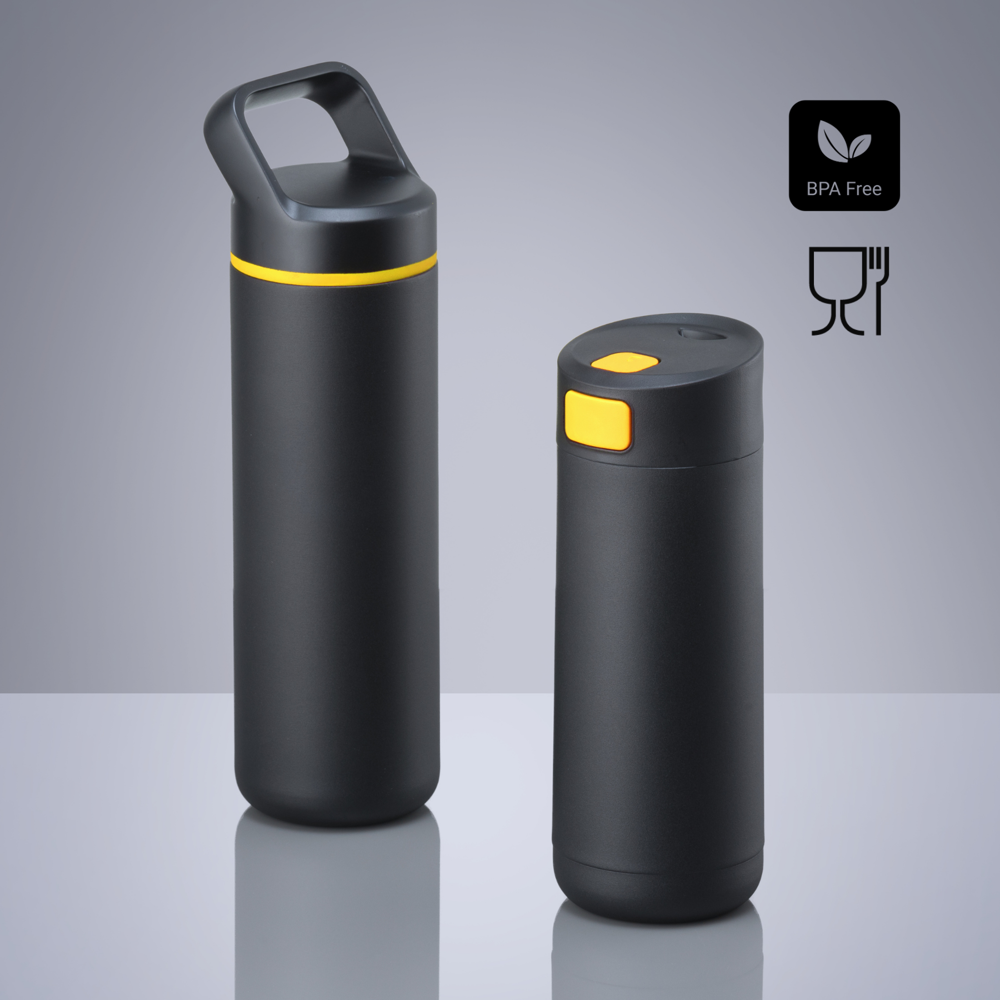 Expedition Set: koffiemok 450 ml & stalen waterfles 650 ml - Geel