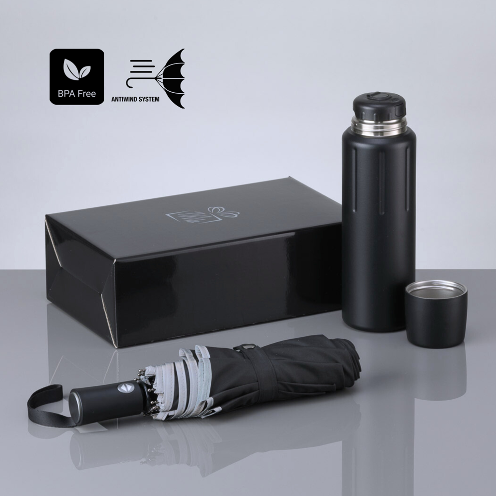 Scandic Set III: vacuümthermosfles 750 ml & automatische paraplu