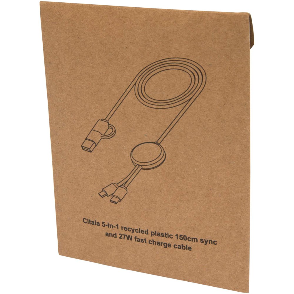 Citala 5-in-1 150 cm datasynchronisatie- en 27 W snellaadkabel van gerecycled plastic