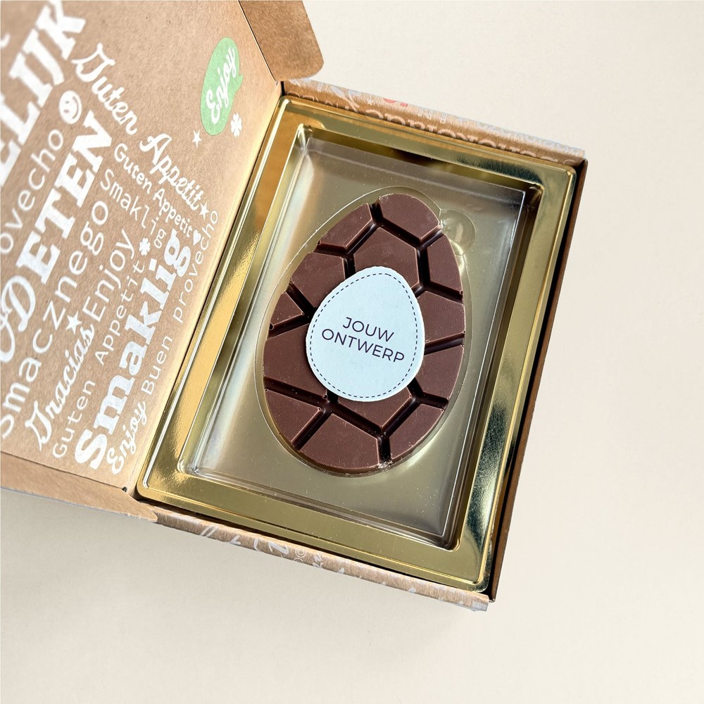 Chocolade paasei | melk | verzenddoos | eigen logo | 95g
