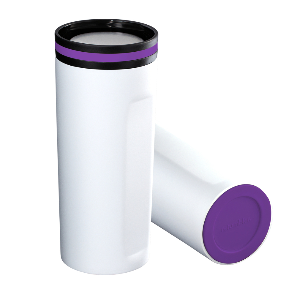Thermobeker RETUMBLER-mySTEELONE - paars, zilver, wit