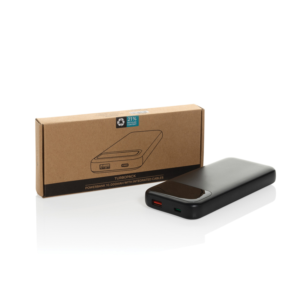 Turbopack RCS rplastic powerbank 10.000 ingebouwde kabels