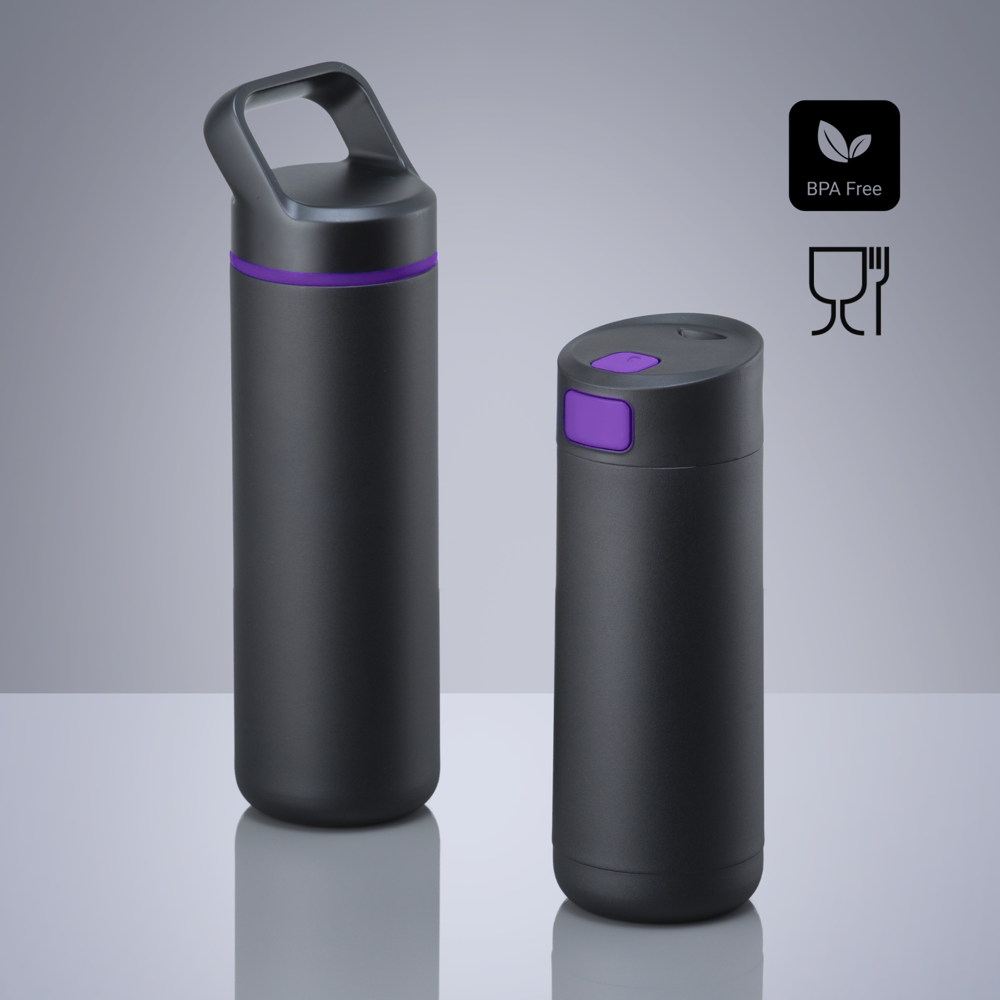 Expedition Set: koffiemok 450 ml & stalen waterfles 650 ml - Paars