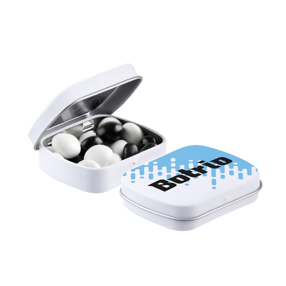 Mini scharnierblikje met snoep - Mat Wit