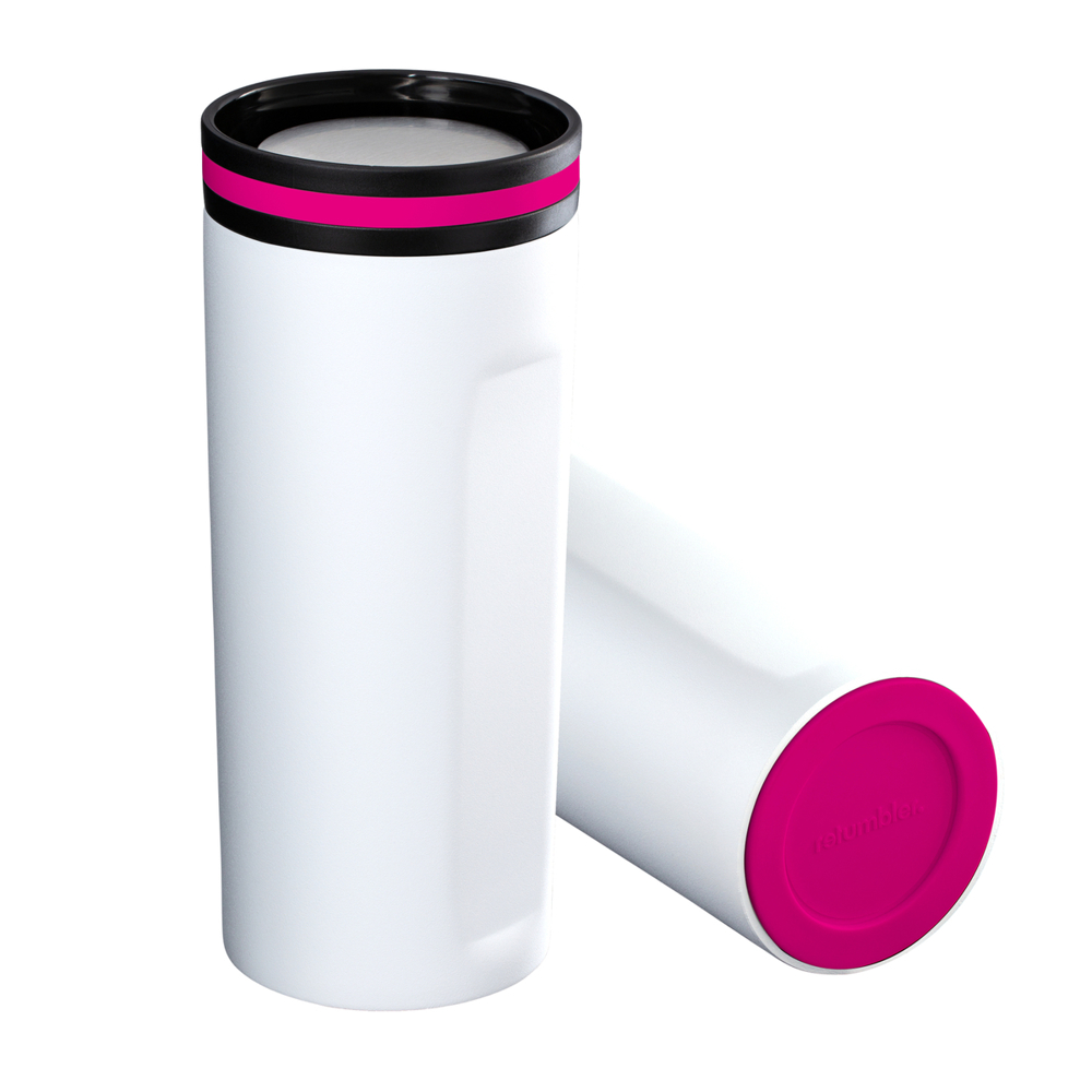 Thermobeker RETUMBLER-mySTEELONE - magenta, zilver, wit