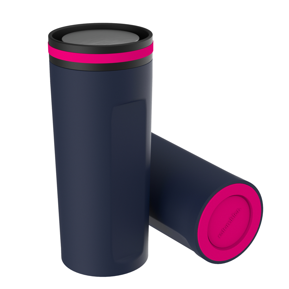 Thermobeker RETUMBLER-mySTEELONE - magenta, wit, navy, zwart, zilver