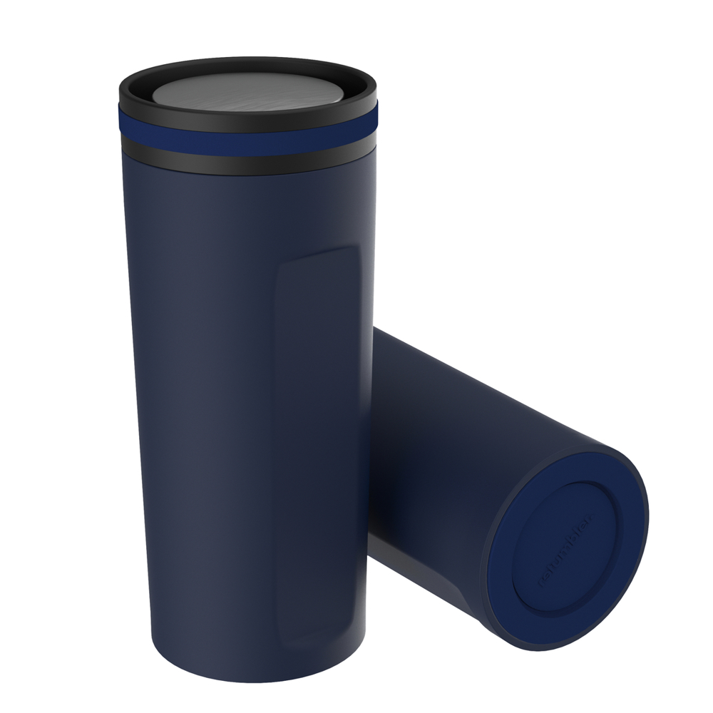 Thermobeker RETUMBLER-mySTEELONE - donkerblauw, wit, navy, zwart, zilver