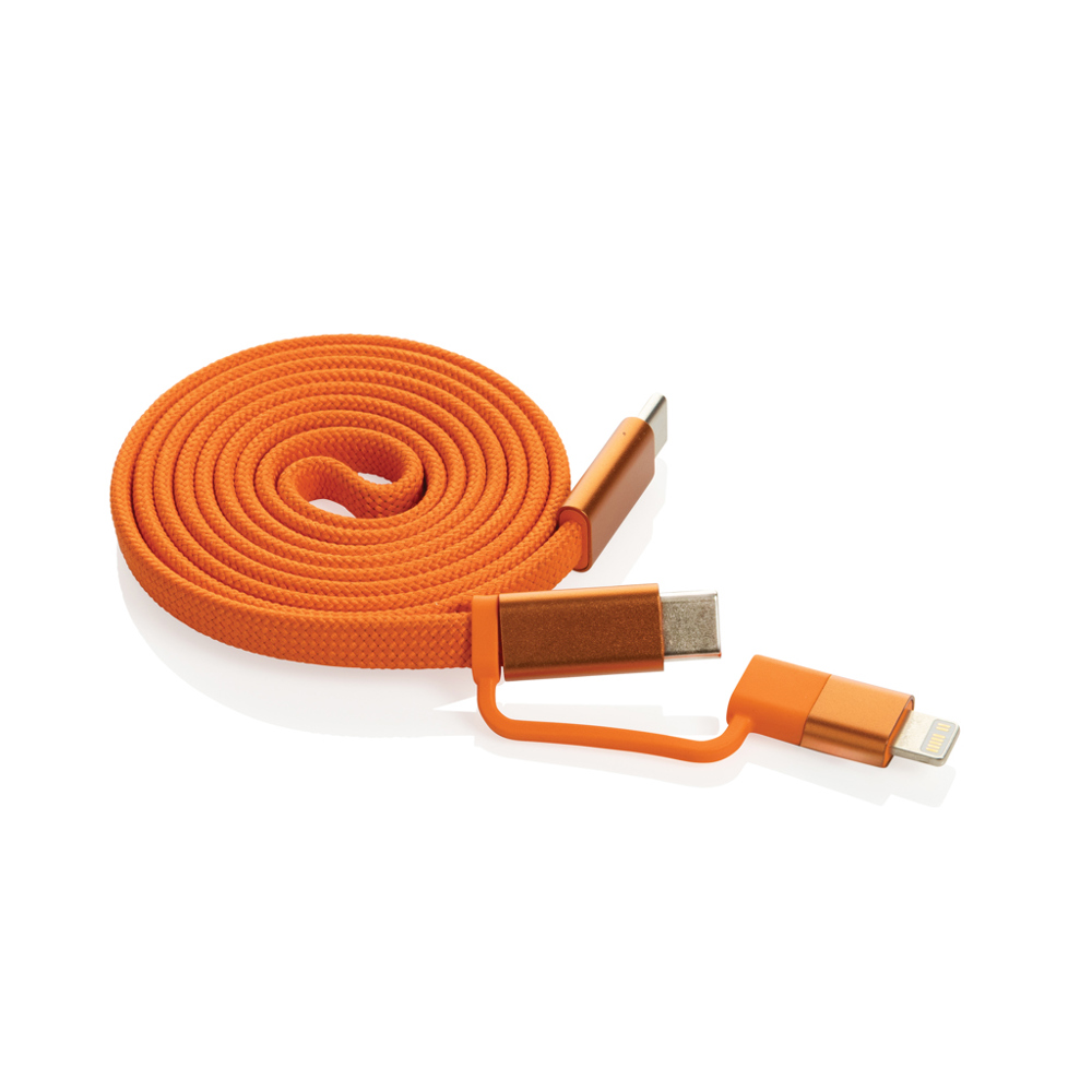 Arc Ultra-thin RCS recycled 60W 2 in 1 magnetische kabel - oranje (± PMS Orange 7577C)