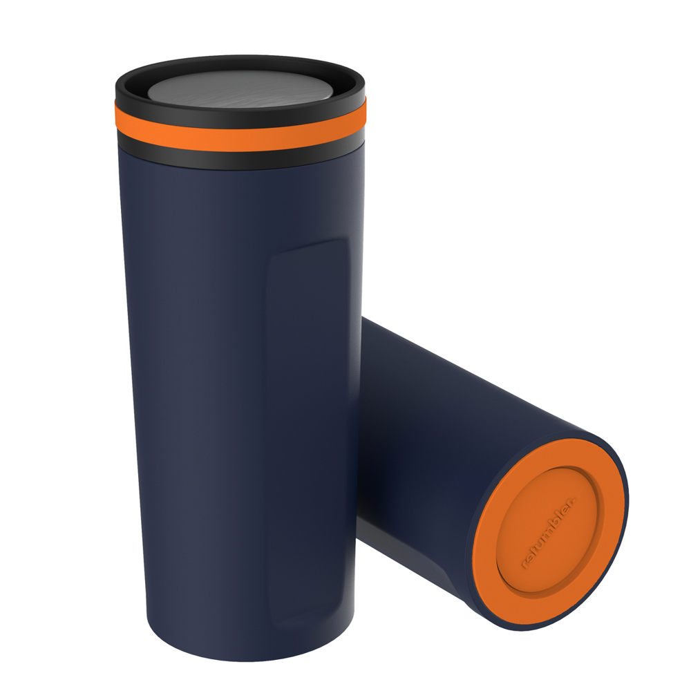 Thermobeker RETUMBLER-mySTEELONE - oranje, wit, navy, zwart, zilver