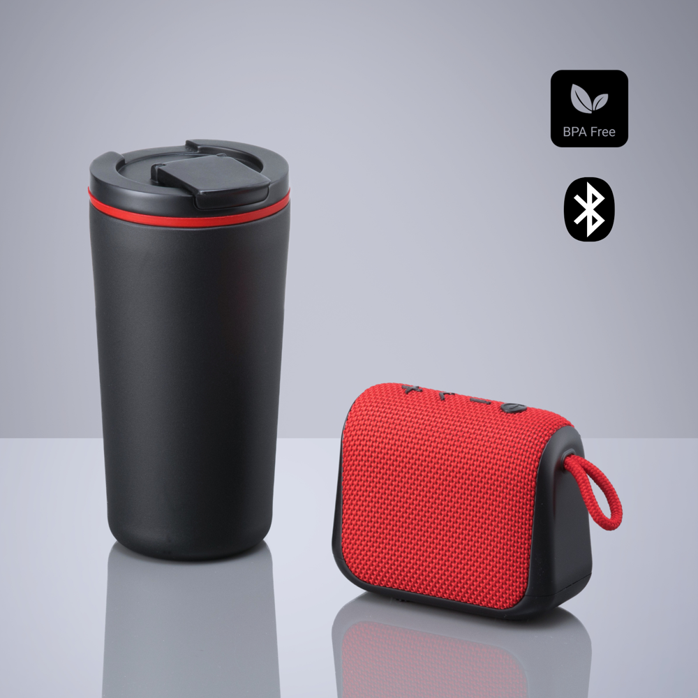 Everyday Set: koffiemok 370 ml en draadloze luidspreker - Rood