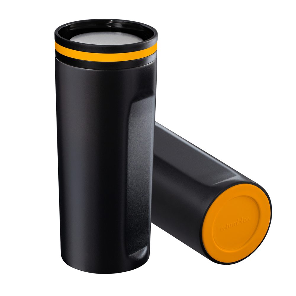 Thermobeker RETUMBLER-mySTEELONE - oranje, zwart, zilver, wit