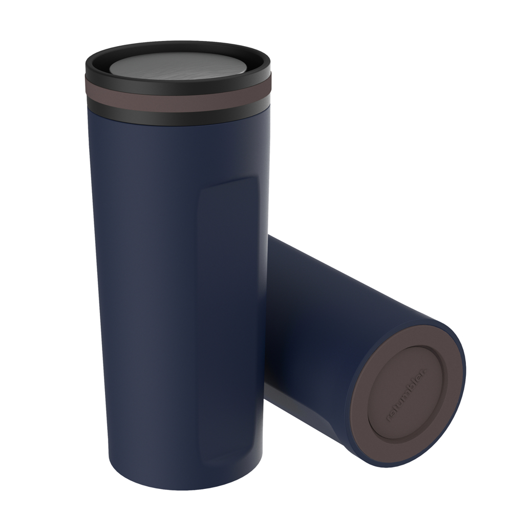 Thermobeker RETUMBLER-mySTEELONE - bruin, wit, navy, zwart, zilver