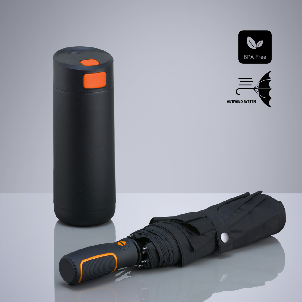 Dynamic Set: koffiemok 450 ml en automatische paraplu - Oranje